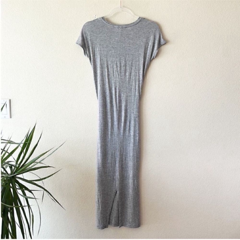 AllSaints Gray Knot Front Midi Dress Short Sleeve Casual Chic - Picture 5 of 9